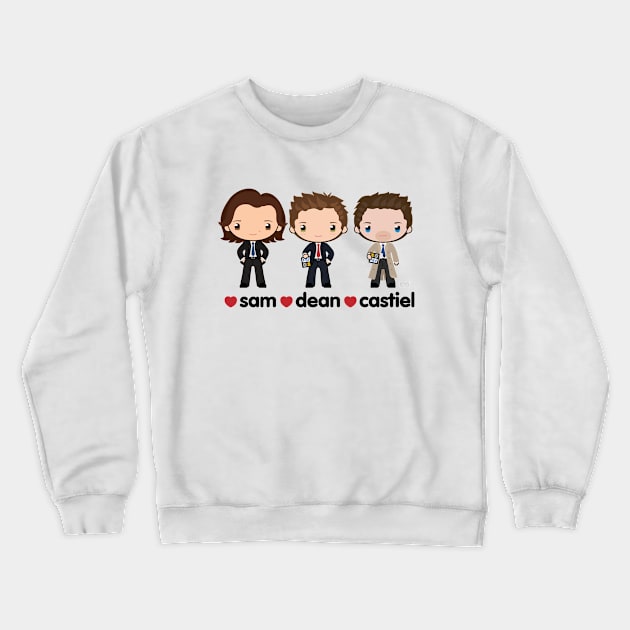 Love Sam, Dean & Castiel Crewneck Sweatshirt by KYi